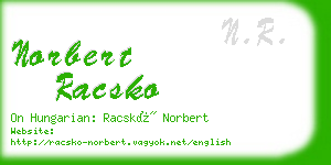 norbert racsko business card